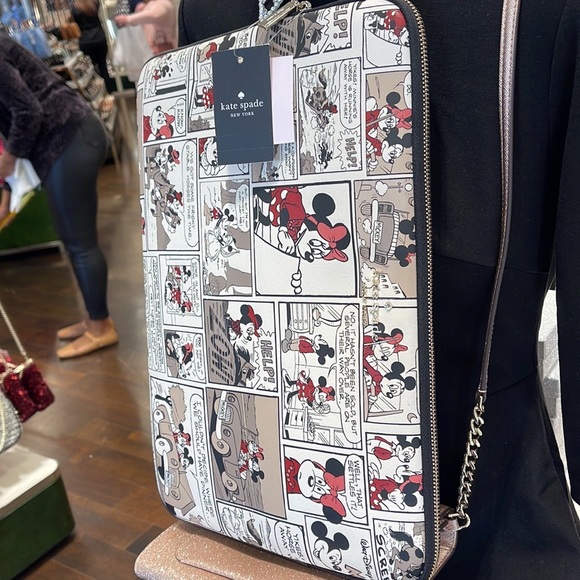 Kate Spade Disney X Minnie & Mickey Mouse Comic Universal Laptop Sleeve NWT - Picture 2 of 16